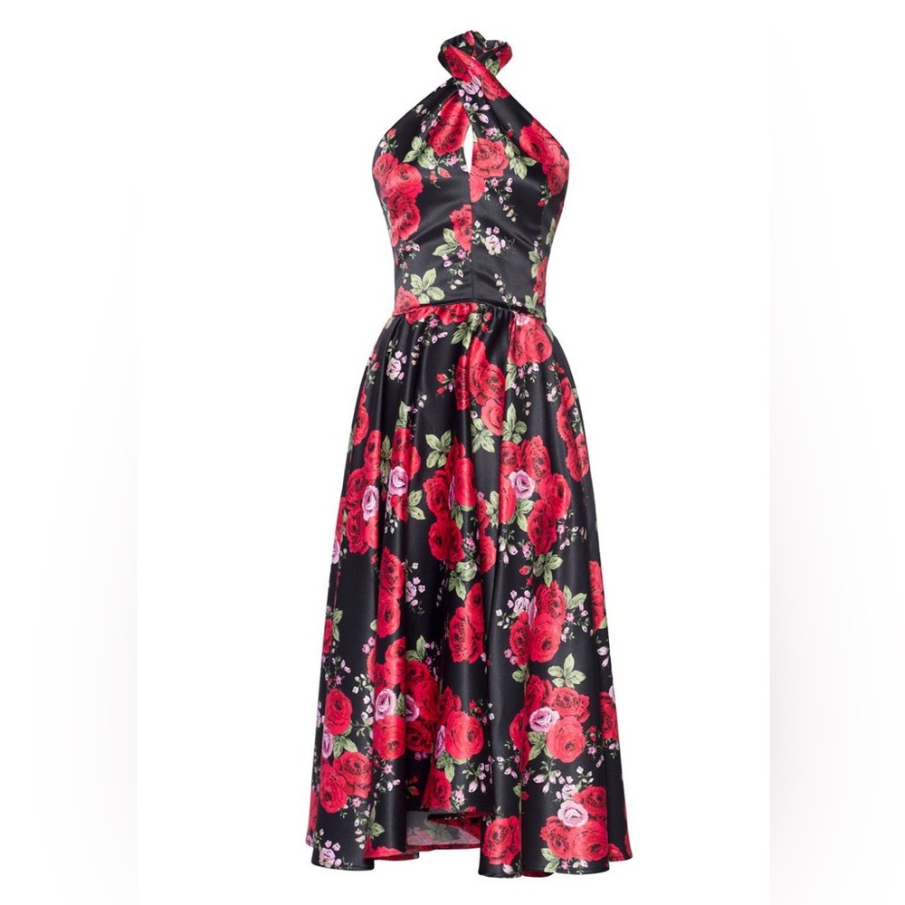 NWT Pinup Couture Laura Byrnes Rare Dark Floral Rose Maxi Dress Gown Size XL